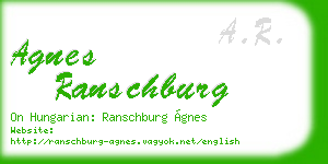 agnes ranschburg business card